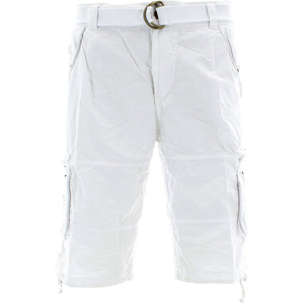 Repair - Men's Belted Garment Dye Cargo Shorts - White - V.I.M. - 1