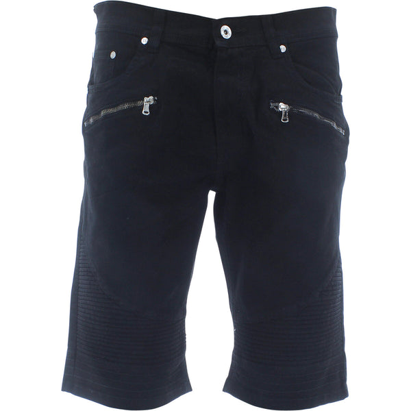 Imperious - Men's Biker Twill with Zippers Shorts - Black - V.I.M. - 1