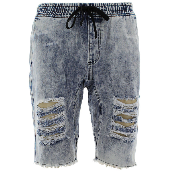 Kayden K - Men's Destroyed Denim Shorts - Ice Blue - V.I.M. - 2