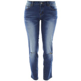Bany - Women's Knee Slit With 5 Pocket Jeans - Medium Indigo - V.I.M. - 1