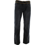 Fusai - Men's Belted PU Embroidery Pocket pants - Black - V.I.M. - 1
