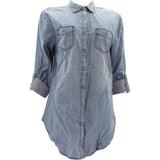Highway Jeans - Women's Long Tunic Denim Shirts - Medium Blue - V.I.M. - 1