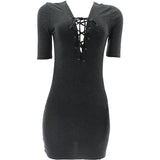 Ambiance - Women's Tie Up Neck Dress - Charcoal - V.I.M. - 1