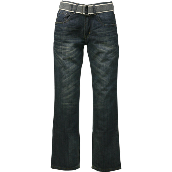 Fosai - Men's  Belted Embroidery Pocket Jeans  - Indigo/Vintage - V.I.M. - 1