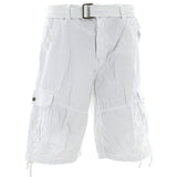S.A.S.C.O. Trading Inc. - Men's Belted Snap Button Cargo Shorts - White - V.I.M. - 1