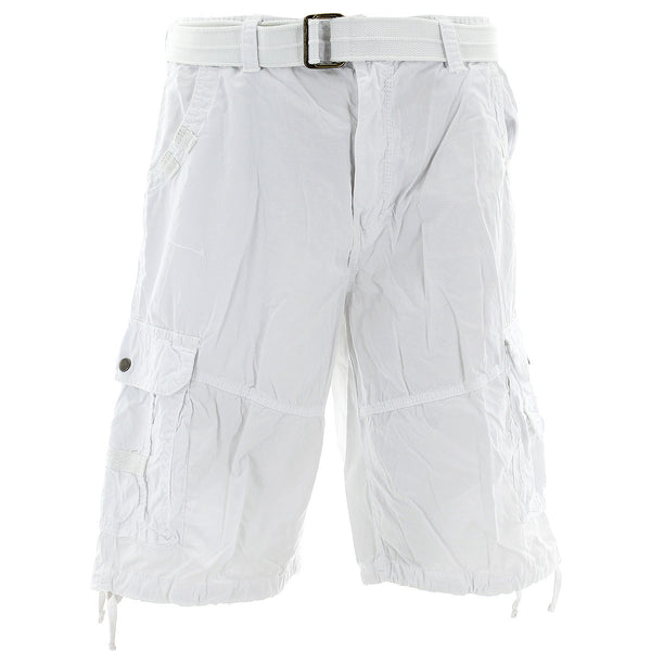 S.A.S.C.O. Trading Inc. - Men's Belted Snap Button Cargo Shorts - White - V.I.M. - 1