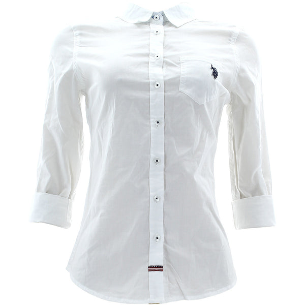 Us Polo Assn. - Women's Long Sleeve Woven Shirts - Optic White - V.I.M.