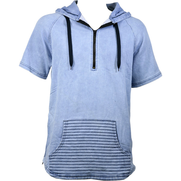 Focus - Men's F.Terry Zip Front Pocket Hoodie Shirts - Light Blue - V.I.M. - 1