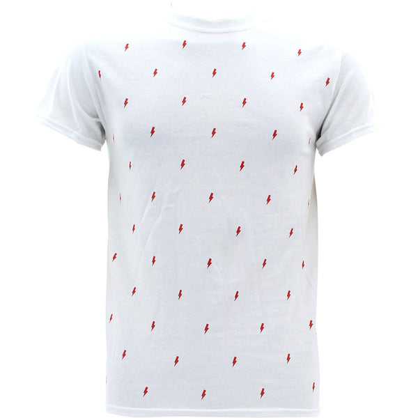 3Forty - Men's Lighting Flash Bolt T-Shirts - White/Red - V.I.M. - 1