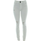 Cello pants - Women's 2 Button Knee Rips Jean's - White - V.I.M. - 1