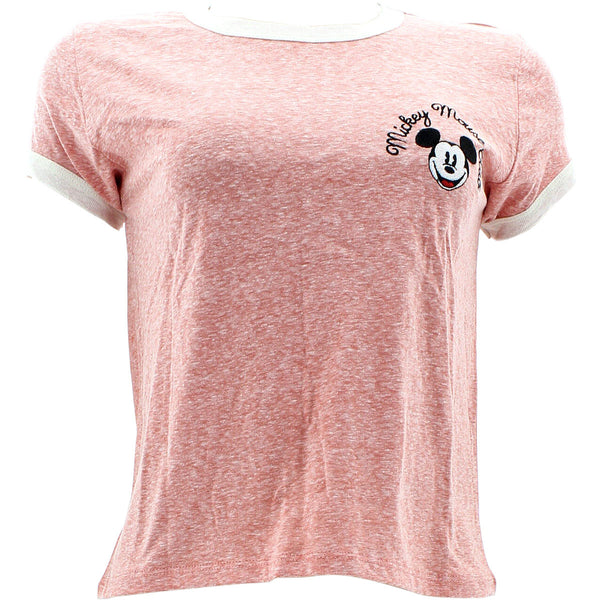 Disney - Women's Mickey Mouse Club Ringer T-Shirts - Pink/Heather Grey - V.I.M. - 1