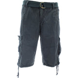 Denim Culture - Men's Garment Dye Belted Cargo Shorts - Charcoal - V.I.M. - 1