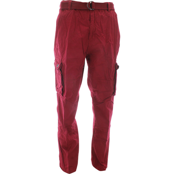 Pj Mark - Men's Belted Cargo Pants - Burgundy - V.I.M. - 1