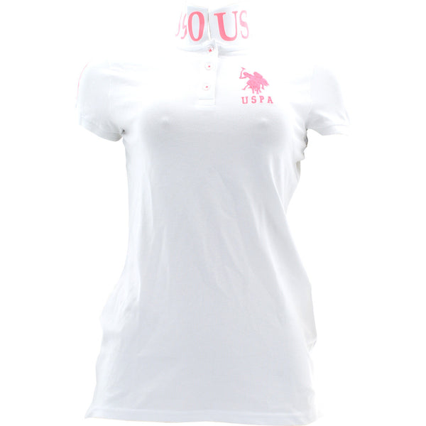 US Polos Assn. - Women's Big Pony Ladies Polos - White/Pink - V.I.M. - 1