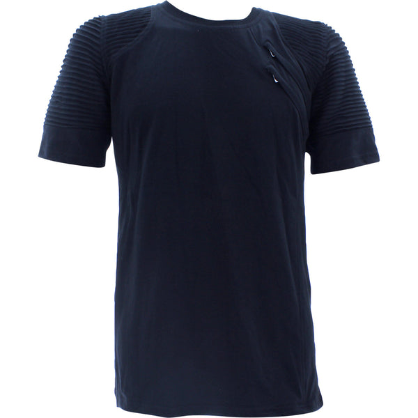 Azazel - Men's 2 Zip With Shoulder Corrugation T-Shirts - Black - V.I.M. - 1