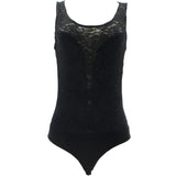 Ambiance - Women's Lace Trim Bodysuit - Black - V.I.M. - 1