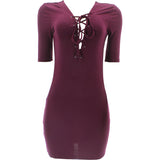 Ambiance - Women's Tie Up Neck Dresses - Burgundy - V.I.M. - 1