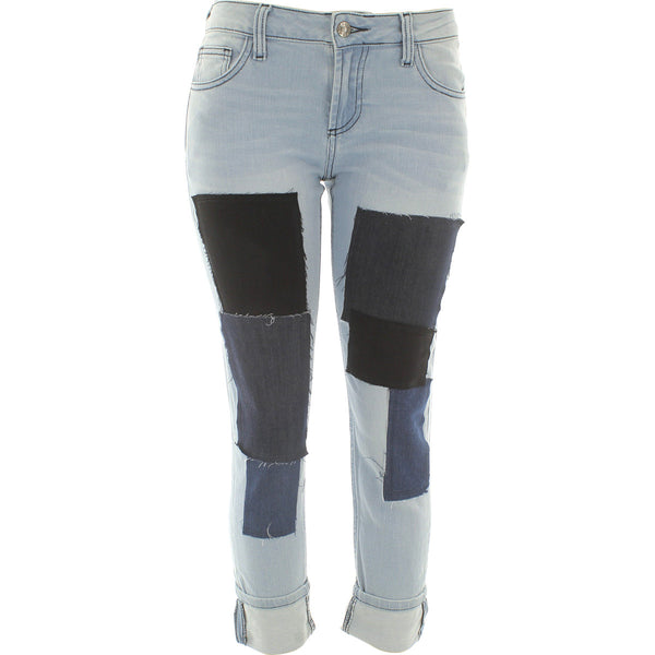 Cello pants - Women's Patches Front And Back Boyfriend pants - Light Blue - V.I.M. - 1