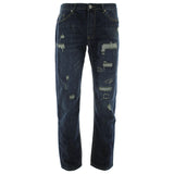 Brooklyn Express - Men's Rips & Patches Slim Straight Jeans - Dark Blue - V.I.M. - 1