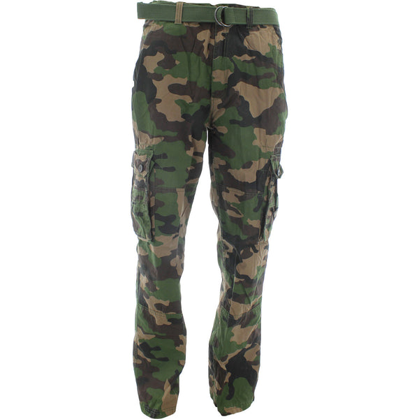 Pj Mark - Men's Belted Cargo Pants - Woodland Camouflage - V.I.M. - 1