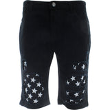 Switch  - Men's  Distress Star Patten Twill Shorts  - Black - V.I.M. - 1