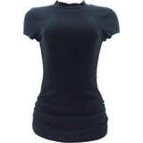 Paper Moon - Women's Rayon Turtle Neck Scallop Shirts - Black - V.I.M.