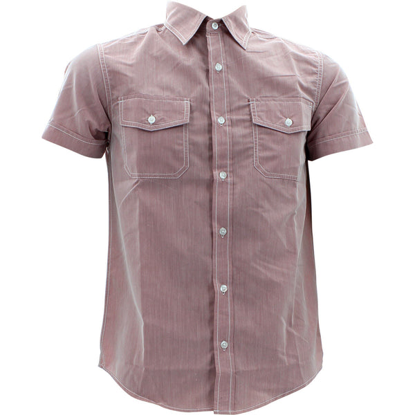 Imperious - Men's Chambray Short Sleeve Woven Shirts - Red - V.I.M. - 1