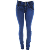 Risque - Women's 3 Button Back Bow Pocket pants - Light Royal - V.I.M. - 1