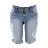 Y.M.I. - Women's Rips 3Bttn Bermuda Shorts - Light/Blue  - V.I.M. - 1