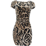 Love Nation - Women's Cheetah Scallop Bottom Dresses - Brown - V.I.M. - 1