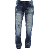 New World Creation - Mens Distressed Rip And Repair pants - Indigo - V.I.M. - 1