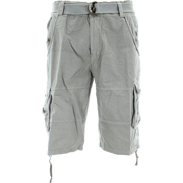 Denim Culture - Men's Garment Dye Cargo Belted Shorts - Stone - V.I.M. - 1