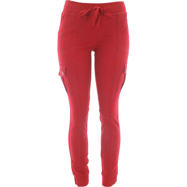 Red Fox - Women's Twill Cargo Joggers - Red - V.I.M. - 1