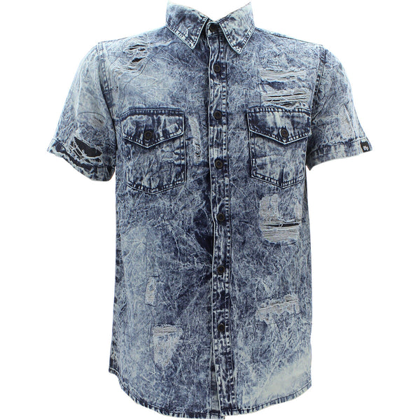 Imperious - Men's Denim With Rips Shirts - Blue - V.I.M. - 1