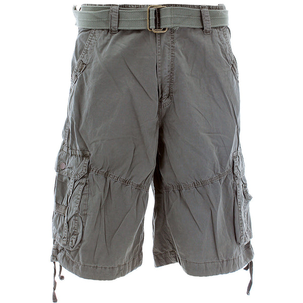S.A.S.C.O. Trading Inc. - Men's Belted Snap Button Cargo Shorts- Gunmetal - V.I.M. - 1