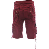 Denim Culture - Men's  Garment Dye Cargo Belted Shorts - Burgundy - V.I.M. - 2