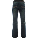Azazel - Men's Belted Back Pocket Embroidery Jeans - Dirty Blue - V.I.M. - 2