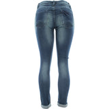 Azazel - Women's Rips Cuff Moto Stripes Back Pocket Jeans - Dirty - V.I.M. - 2