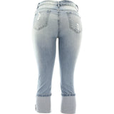 Highway pants - Women's 22 Inch Rips Cuff Denim Capri - Light Blue - V.I.M. - 2
