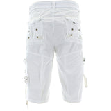 Denim Culture - Men's Garment Dye Cargo Belted Shorts - White - V.I.M. - 2