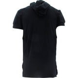 Azazel - Men's Shorts Sleeve Embroidery 2 Pocket 1 Zip Hood T-Shirts - Black - V.I.M. - 2