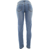 Azazel - Women's Basic 5 Pockets Stretch With Pu Jeans - Medium Indigo - V.I.M. - 2