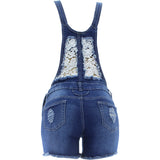 Bamboo - Women's Lace Insert Short Jumpsuits - Medium Blue - V.I.M. - 2
