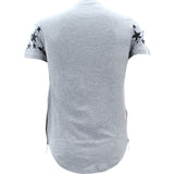Focus - Men's Star Print Side Zip Scallop T-Shirts - Heather Grey/Black - V.I.M. - 2