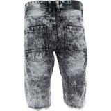 Imperious - Men's Bikers Zipper Raw Edge Shorts - Black Washed - V.I.M. - 2