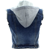 High Way - Women's Button Up Hoodie Vest - Dark Blue - V.I.M. - 2