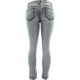 Azazel - Women's Rips Cuff Boyfriend Orange Stitch Jeans - Light Grey - V.I.M. - 2