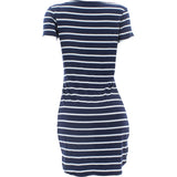 It Girl - Women's Short Sleeve Stripe Hi Lo Cut - Navy/White - V.I.M. - 2