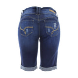 Y.M.I. - Women's Rips 3Bttn Bermuda Shorts - Dark Blue  - V.I.M. - 2