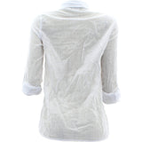 Ambiance Apparel - Women's Think Woven Roll Up Sleeves Shirts - White - V.I.M. - 2